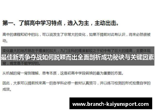 最佳新秀争夺战如何脱颖而出全面剖析成功秘诀与关键因素